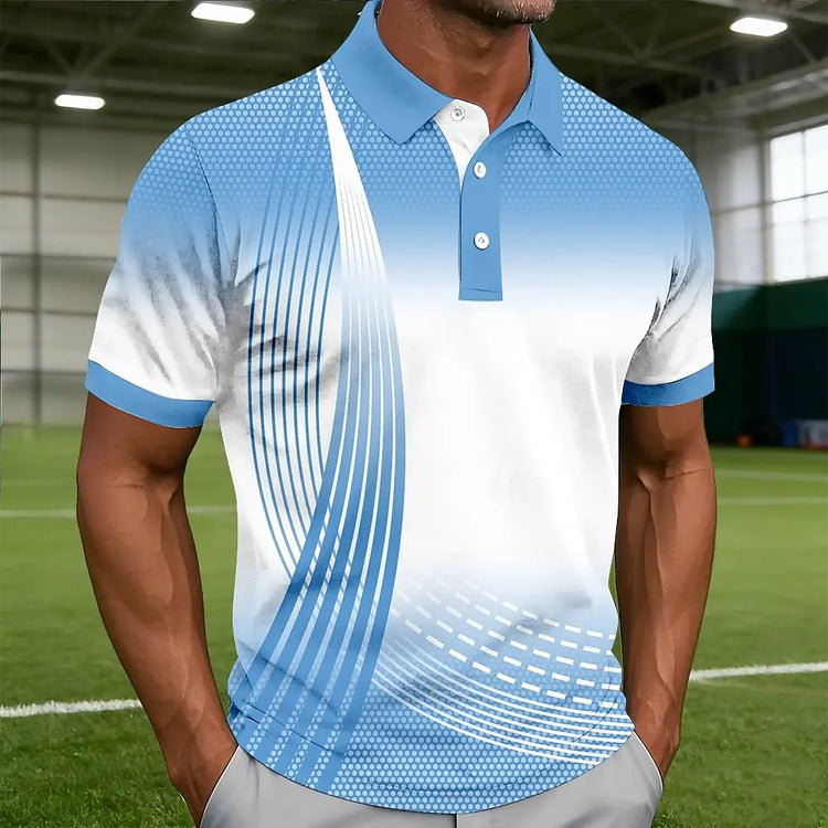 Mens Golf 3D Print Breathable Polo Shirt Wear