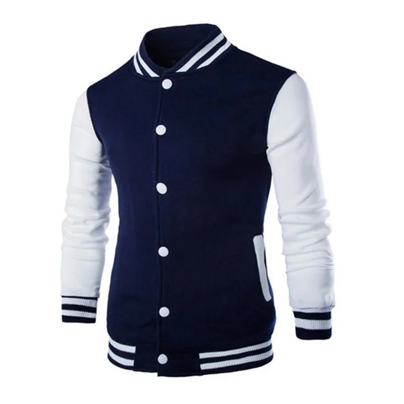 Wine Red Varsity Jacket Men Slim Fit