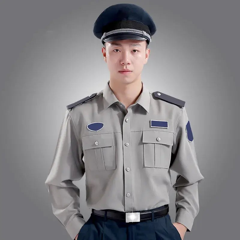 Hotel Doormen Staff Work Wear for men, featuring a uniform shirt and cap for professional security staff.