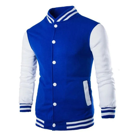 Wine Red Varsity Jacket Men Slim Fit