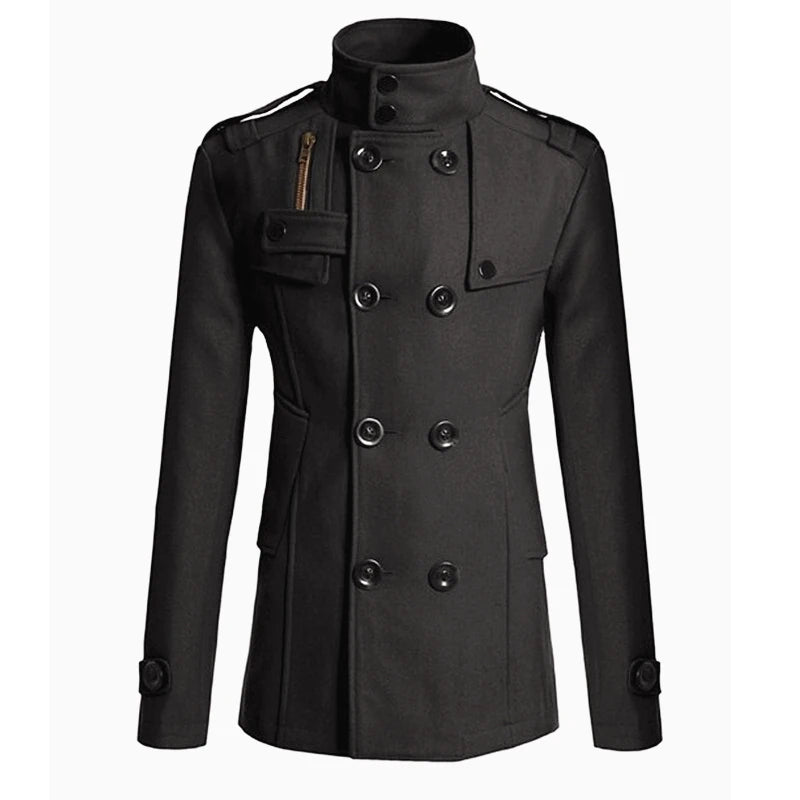 Men Wool Overcoat Long Woolen Coat Casual Mens Outerwear