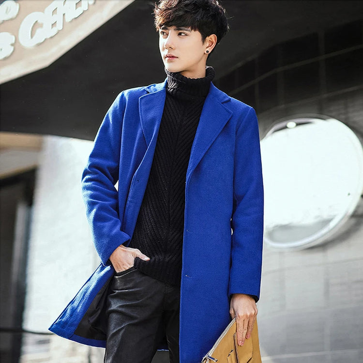 Men Wool Fleece Winter Tuxedo Coat Jacket