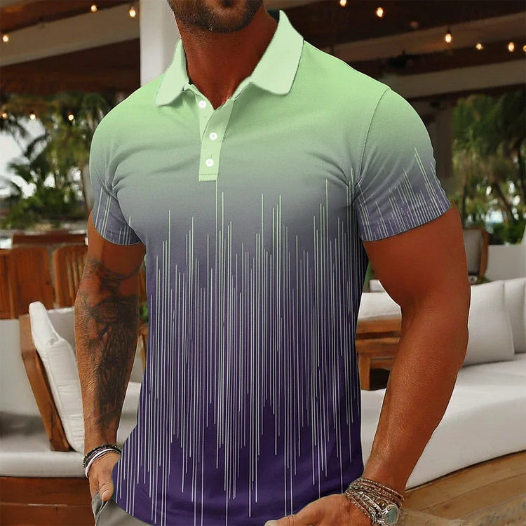 Mens Golf 3D Print Breathable Polo Shirt Wear