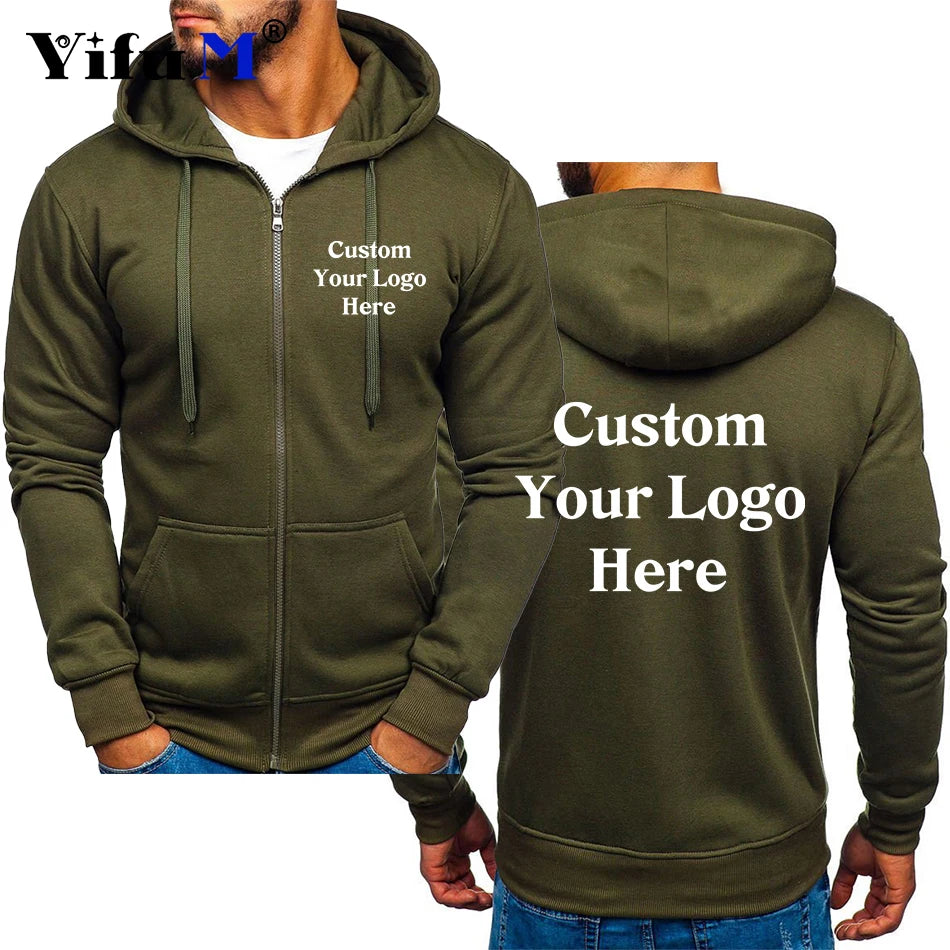 Custom Logo Zip Hoodie Jacket Mens Coats