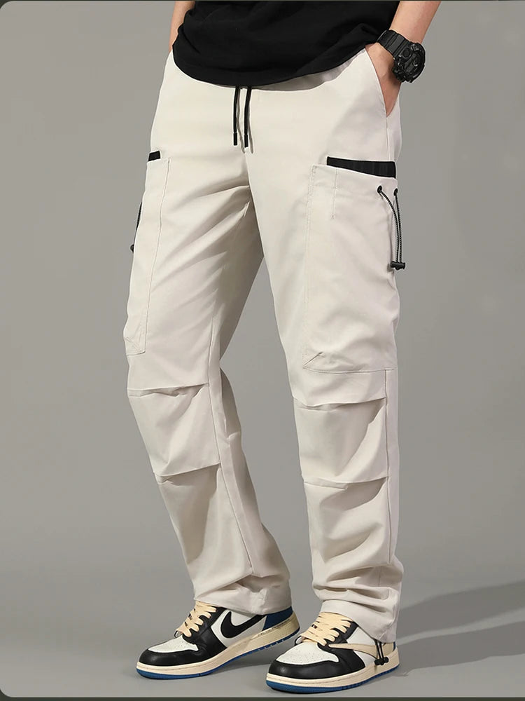 Mens Korean Cargo Pants Casual Multi Pocket Hiking