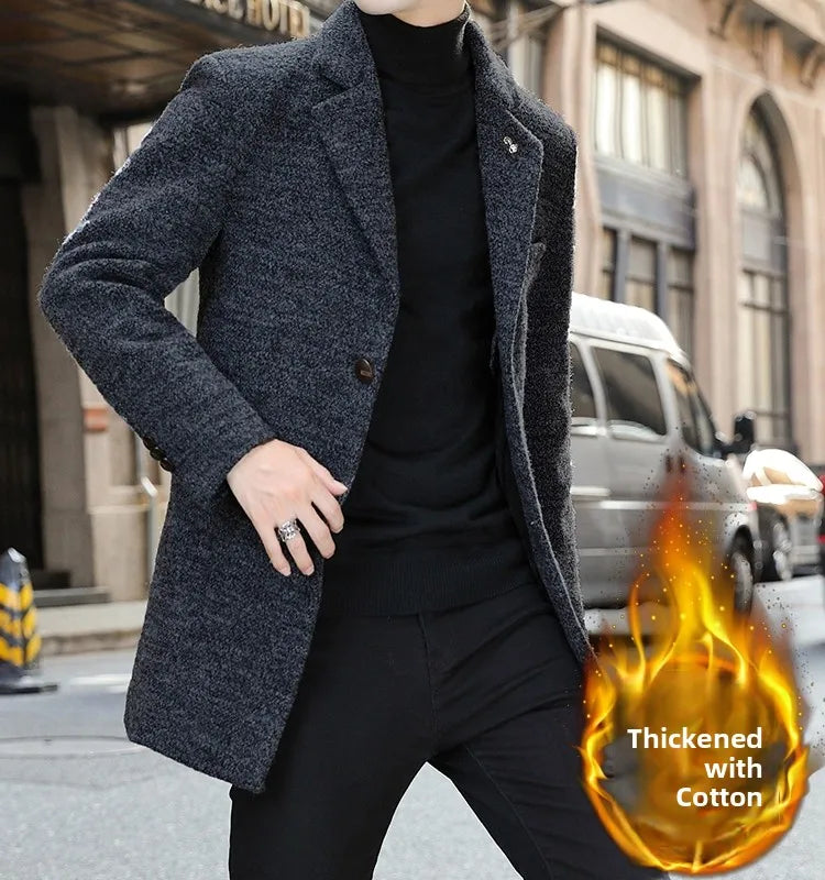 Men Wool Fleece Winter Tuxedo Coat Jacket