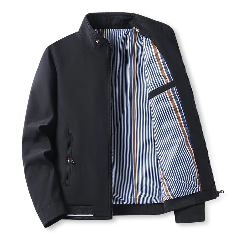 Mens Stand Collar Zip-Up Blazer Jacket