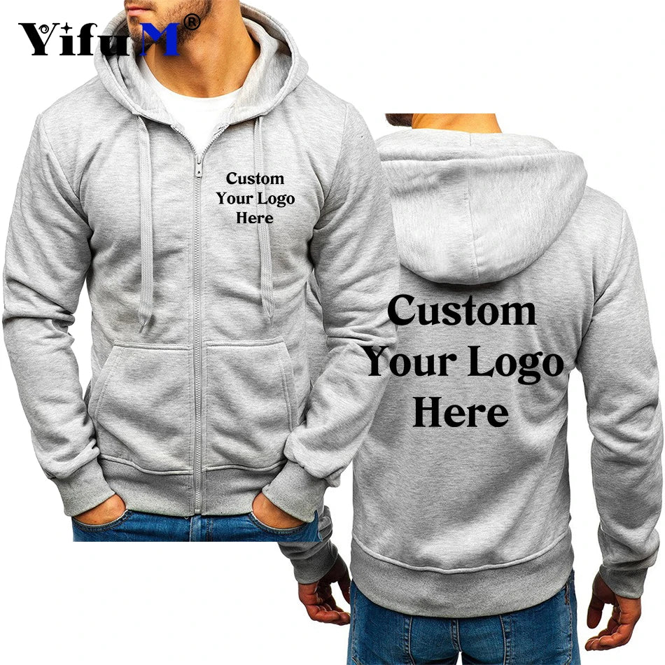 Custom Logo Zip Hoodie Jacket Mens Coats