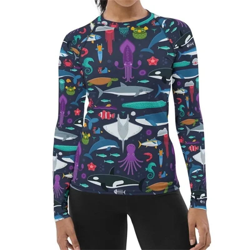 Unisex UV Surf Rash Guard Swim Shirt Top