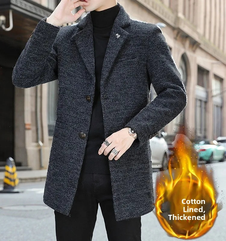 Men Wool Fleece Winter Tuxedo Coat Jacket