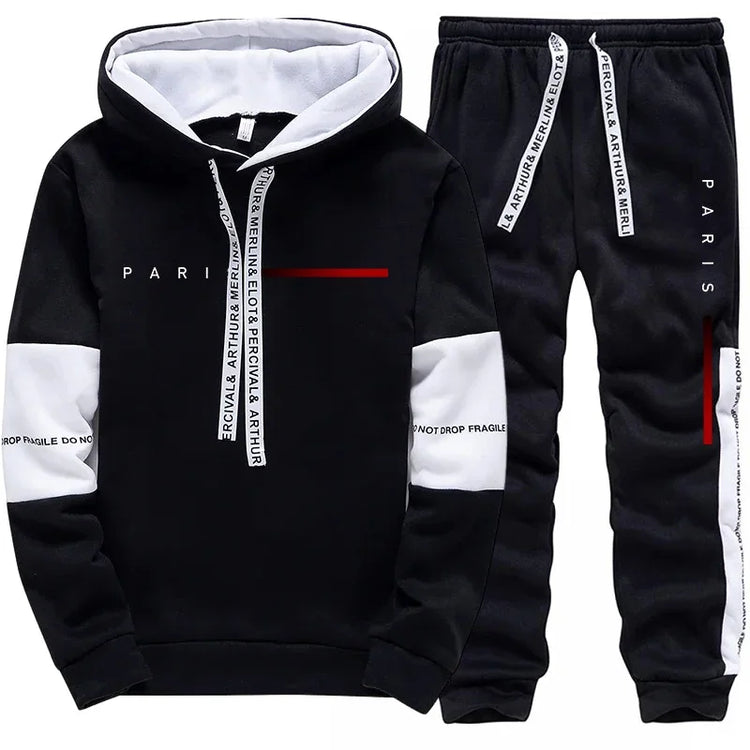Men Hooded Sweatshirt Sweatpants Streetwear Casual Tracksuit