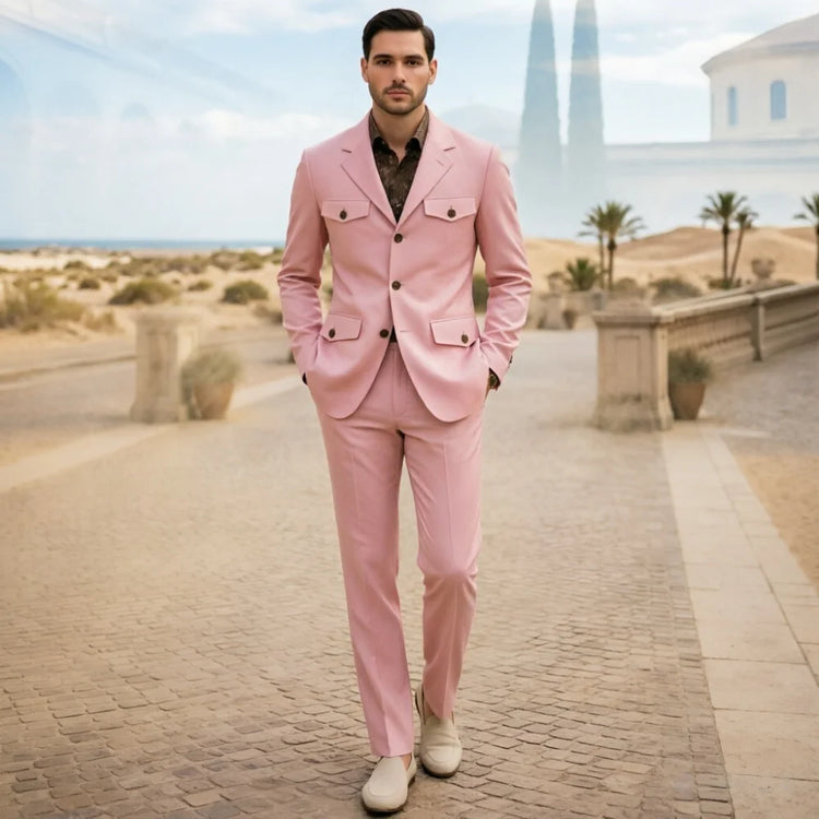 Mens Ivory Safari Formal Wedding Blazer