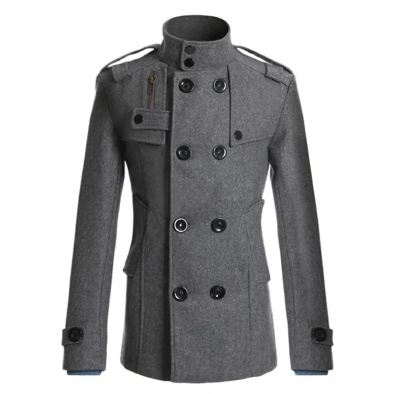 Men Wool Overcoat Long Woolen Coat Casual Mens Outerwear