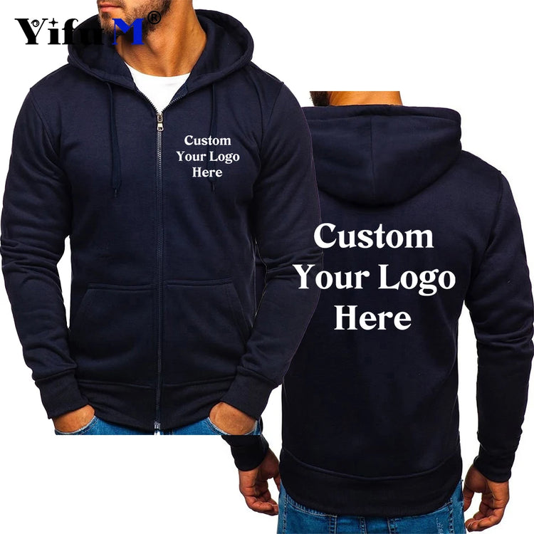 Custom Logo Zip Hoodie Jacket Mens Coats