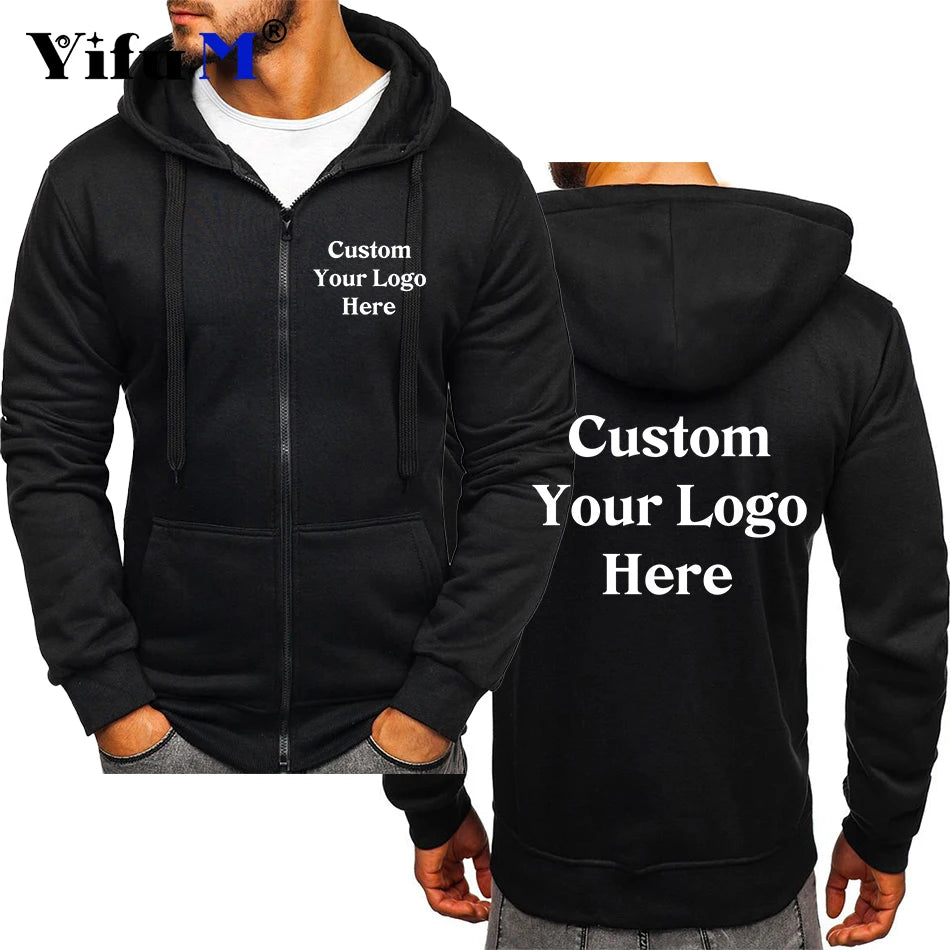 Custom Logo Zip Hoodie Jacket Mens Coats