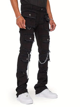  Multi Pockets Design Denim Cargo Pants 