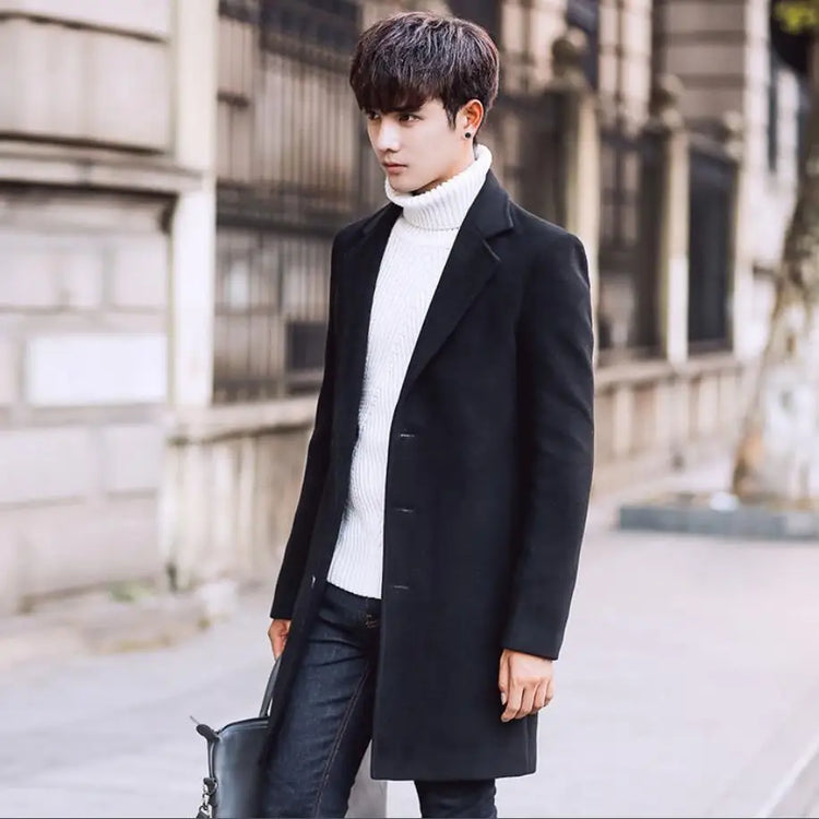 Men Wool Fleece Winter Tuxedo Coat Jacket