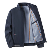 Mens Stand Collar Zip-Up Blazer Jacket