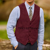 Men Suede Faux Leather Work Vest Utility Layering Vest