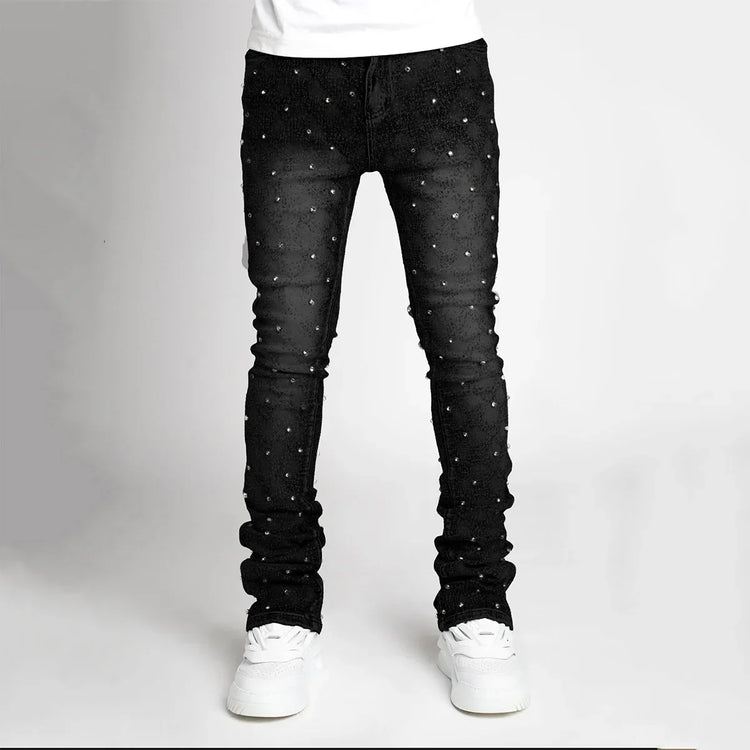 Men Straight-Leg Pearl Denim Pants