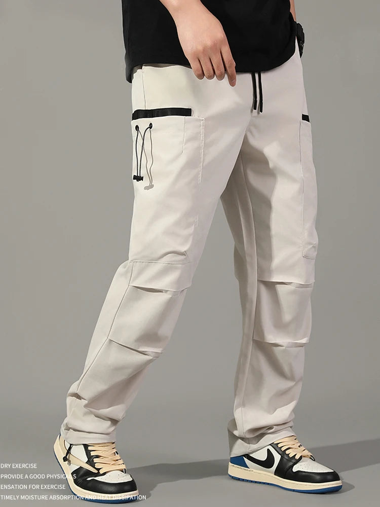 Mens Korean Cargo Pants Casual Multi Pocket Hiking