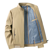 Mens Stand Collar Zip-Up Blazer Jacket