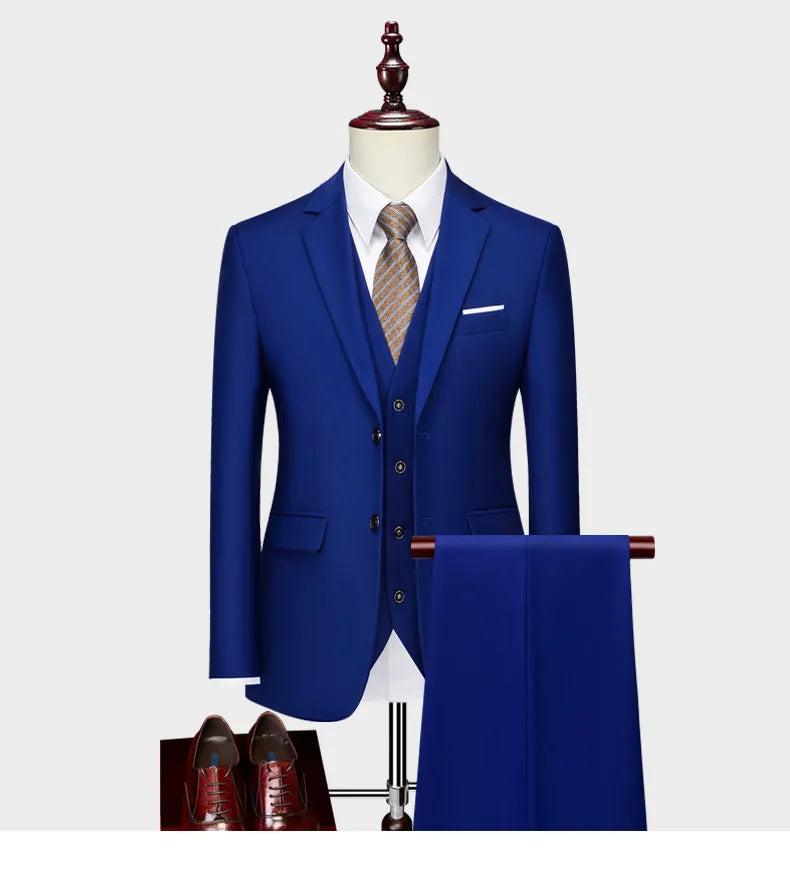 Men Slim Fit Luxury 3 Piece Wedding Suit Set Mens