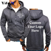 Custom Logo Zip Hoodie Jacket Mens Coats