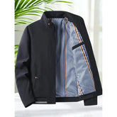 Mens Stand Collar Zip-Up Blazer Jacket