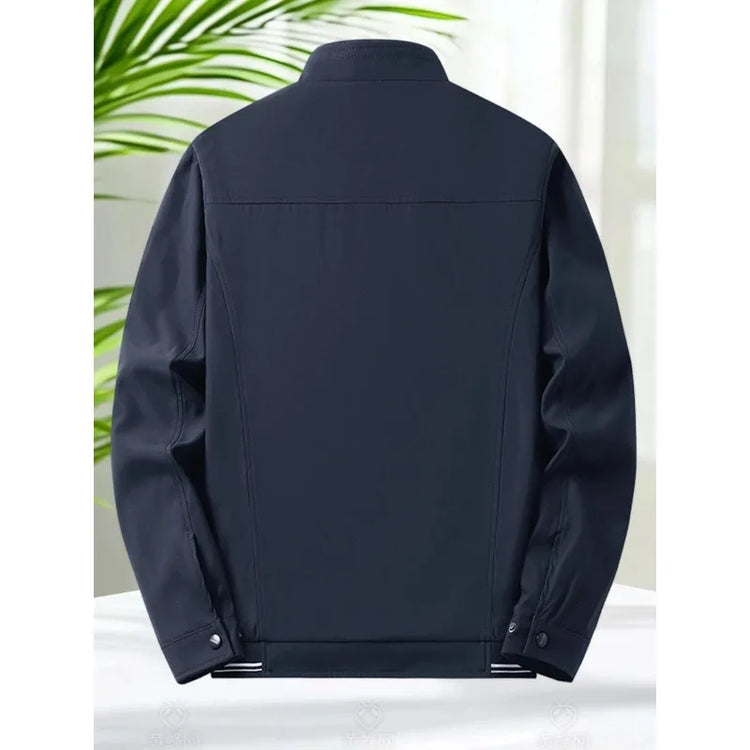 Mens Stand Collar Zip-Up Blazer Jacket