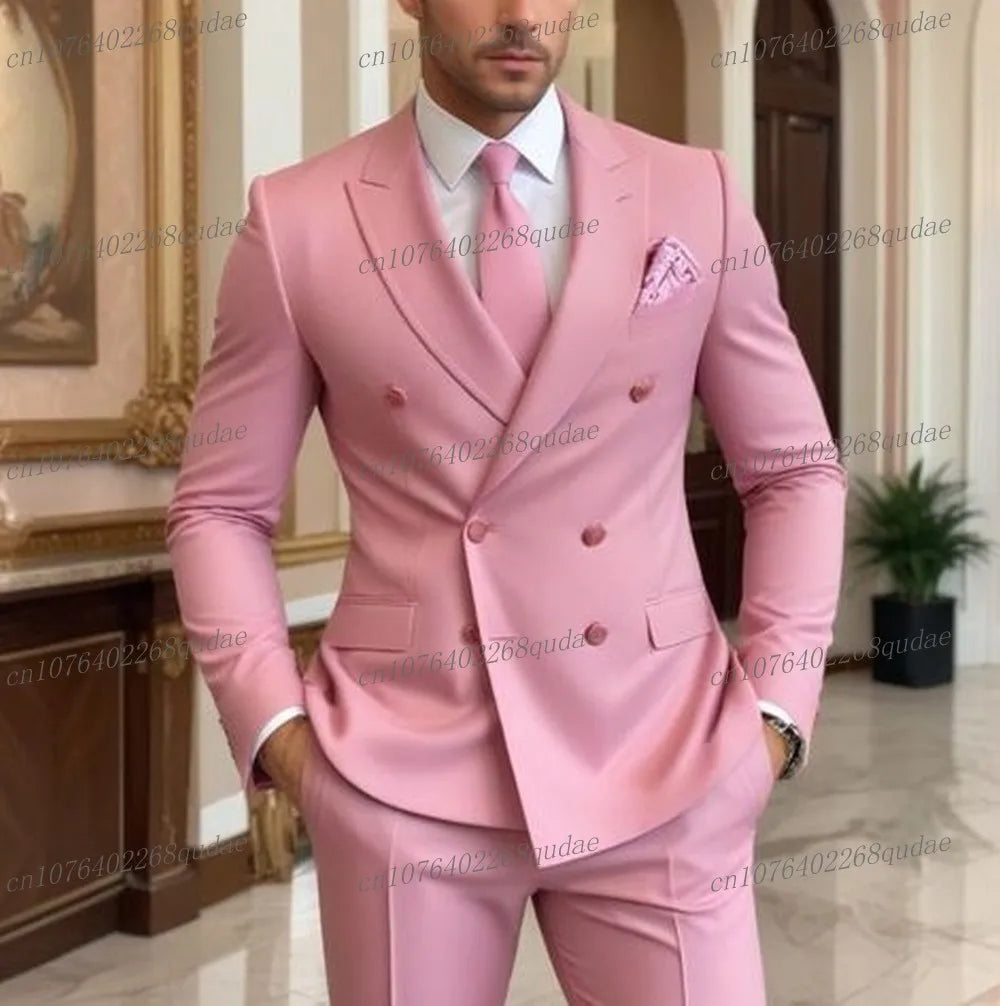 Pink Groom Wedding Tuxedo Suit 2025 Male