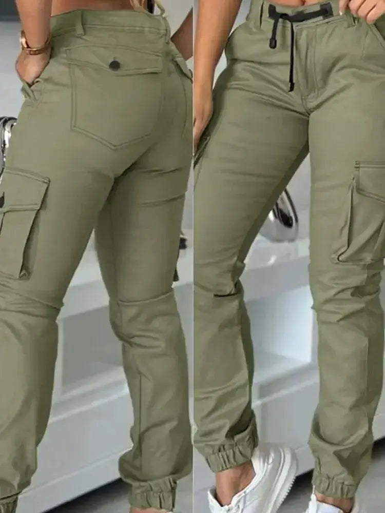 Slim Fit Cuffed Cargo Pants with Multiple Pockets 