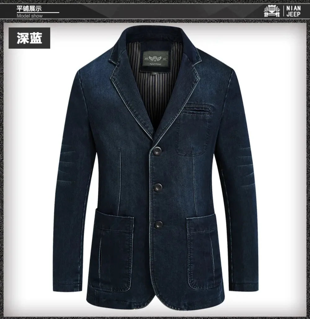 Mens Denim Single Breasted Blazer