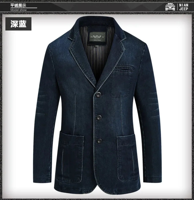 Mens Denim Single Breasted Blazer