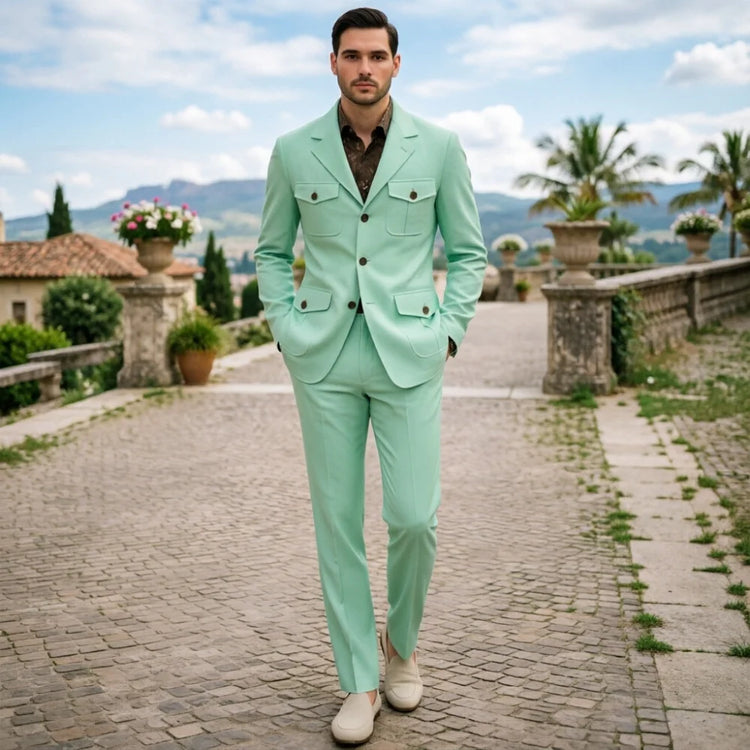 Mens Ivory Safari Formal Wedding Blazer