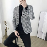 Mens Plaid Single Breasted Blazer