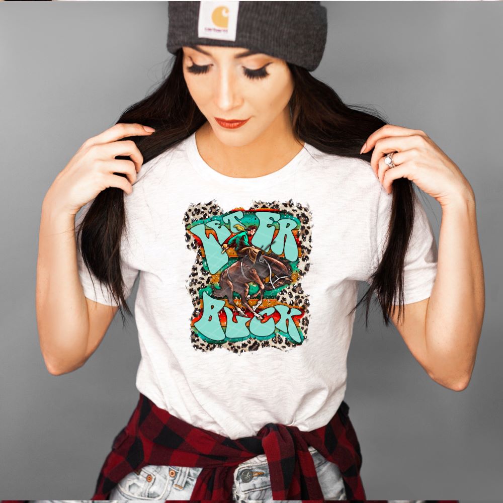 Let er Buck - Cowboy & Bronc w Leopard & Serape