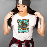 Let er Buck - Cowboy & Bronc w Leopard & Serape