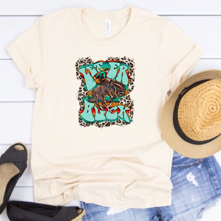 Let er Buck - Cowboy & Bronc w Leopard & Serape