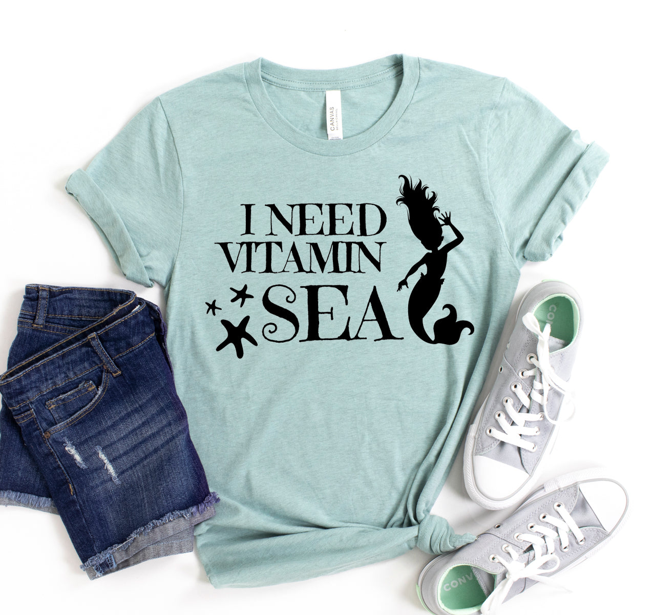 comfortable unisex vitamin sea t-shirt featuring a mermaid design and casual style.